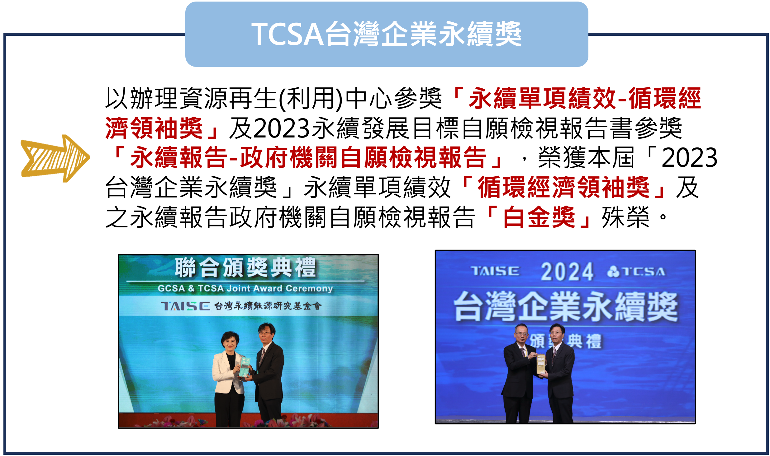 2024 年 TCSA 台灣企業永續獎獲獎證明